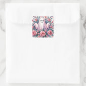 Sticker Carré Fantôme et roses roses roses Pinkoween (Sac)