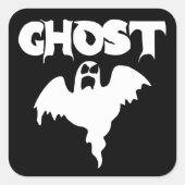 Sticker Carré Fantôme Noir Et Blanc Mignons (Devant)