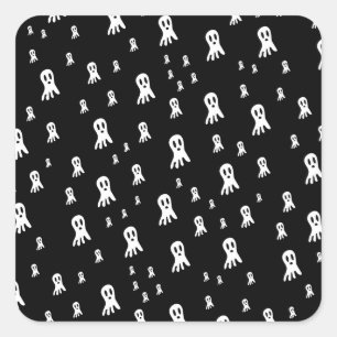 Sticker Carré Fantômes d'Halloween foncé