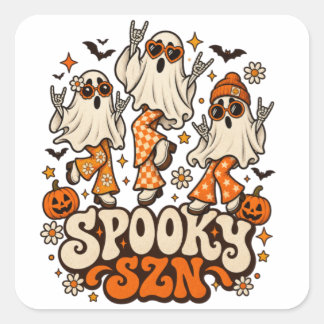 Sticker Carré Fantômes Rétro Épouvantables SZN | Halloween Groov