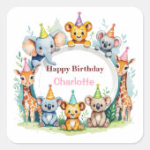 Sticker Carré Far One mignonne Jungle Animal anniversaire enfant (Devant)