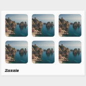 Sticker Carré Faraglioni et Tonnara à Scopello, Sicile (Feuille)