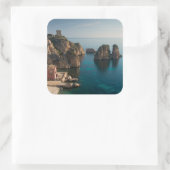 Sticker Carré Faraglioni et Tonnara à Scopello, Sicile (Sac)