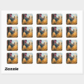 Sticker Carré Farmer Rooster Kicking Up Dust (Feuille)