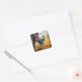 Sticker Carré Farmer Rooster Kicking Up Dust (Enveloppe)