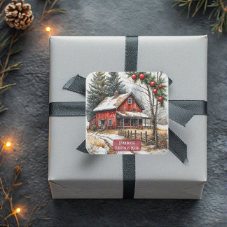 Sticker Carré Farmhouse Christmas Magic Vintage Rustic 