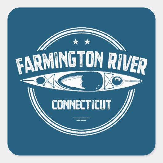 Sticker Carré Farmington River Connecticut Kayaking (Devant)