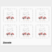 Sticker Carré Fast One Red Race Car Boy 1st Birthday (Feuille)