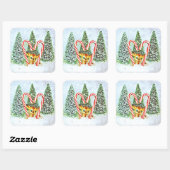 Sticker Carré Faune de Noël rétro (Feuille)