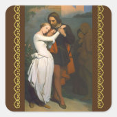 Sticker Carré Faust & Marguerite Dans le jardin par A. Scheffer (Devant)