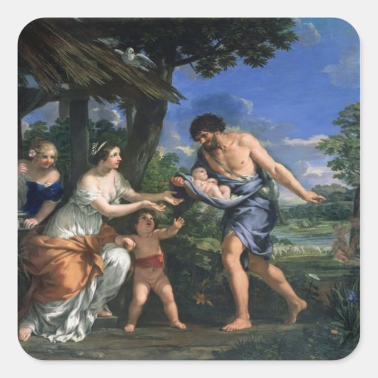 Sticker Carré Faustulus confiant Romulus et Remus (Devant)