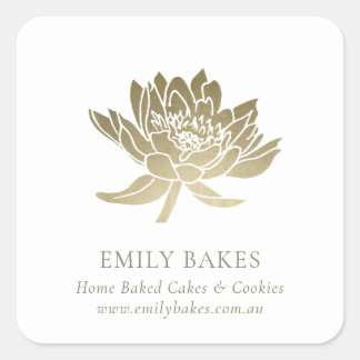 STICKER CARRÉ FAUX GLAM GOLD LOTUS FLORAL BUSINESS PROFESSIONAL