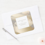 Sticker Carré Faux Gold Abstrait Swashes sur Taupe (Enveloppe)