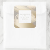 Sticker Carré Faux Gold Abstrait Swashes sur Taupe (Sac)