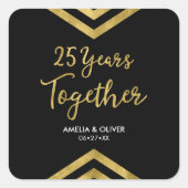 Sticker Carré Faux Gold Chevron 25e anniversaire de la fête (Devant)