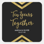Sticker Carré Faux Gold Chevron fête 10e anniversaire moderne (Devant)