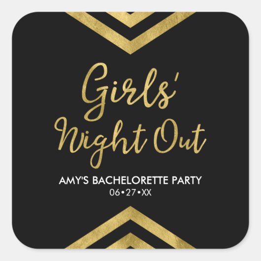 Sticker Carré Faux Gold Chevron Night Out (Devant)