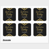 Sticker Carré Faux Gold Chevron Parti de Graduation (Feuille)