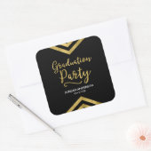 Sticker Carré Faux Gold Chevron Parti de Graduation (Enveloppe)