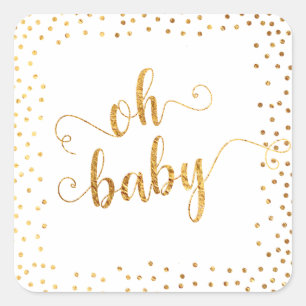 Sticker Carré Faux Gold Foil Confetti, Baby shower