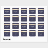 Sticker Carré Faux Gold Foil rayé Moderne Marine Bleu Chic (Feuille)
