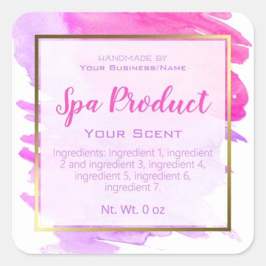 Sticker Carré Faux Gold Foil Spa artisanal Petit Entreprise (Devant)