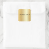 Sticker Carré Faux Gold Modern Elegant Simple Design Modèle (Sac)