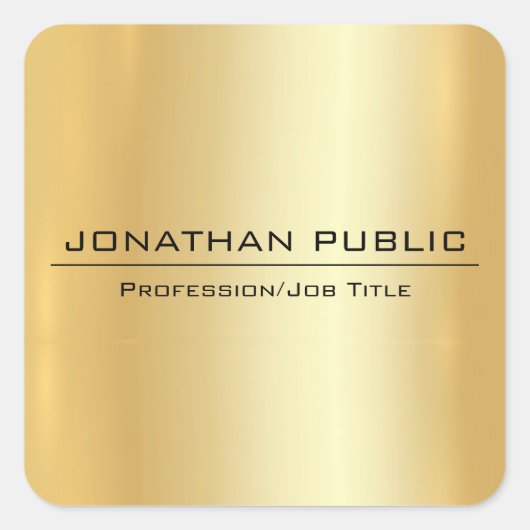 Sticker Carré Faux Gold Modern Elegant Simple Design Modèle (Devant)