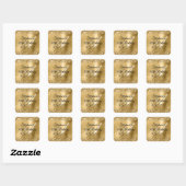 Sticker Carré Faux Gold Parties scintillant et Foil 80e annivers (Feuille)