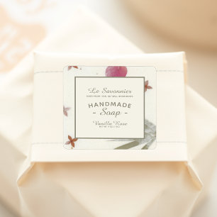 Sticker Carré Faux Papier Floral Fabriqué à la main Savon nature