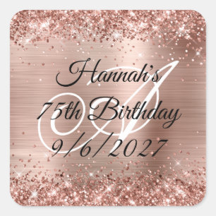 Sticker Carré Faux rose gold pailleté et feuille d'aluminium 75e