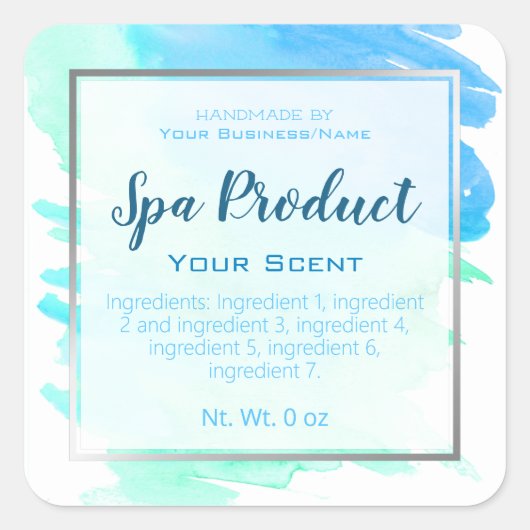 Sticker Carré Faux Silver Foil Spa artisanal (Devant)