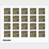 Sticker Carré Faux Wood, Faux Gold 42e anniversaire + Nom person (Feuille)