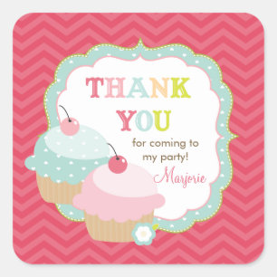 Sticker Carré Faveur colorée de Merci d'amusement de petit