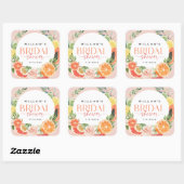 Sticker Carré Faveur d'autocollant de bougie de douche de mariée (Feuille)