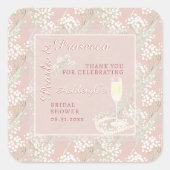 Sticker Carré Faveur de Baby Breath Mariage Pearls & Prosecco (Devant)