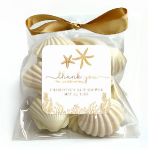 Sticker Carré Faveur de Baby Shower Petite Perle à l'aquarelle O