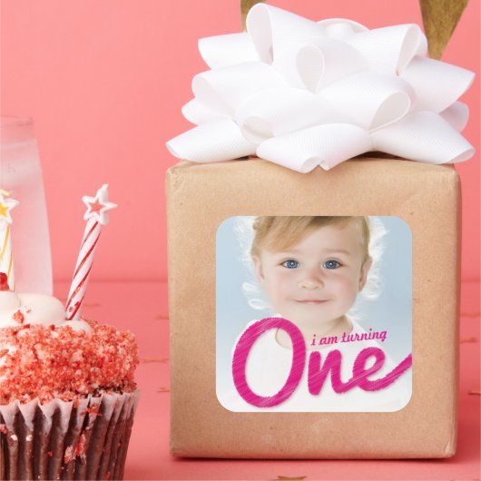 Sticker Carré Faveur de fête d'anniversaire 1ère Big Sketch One (Fête)