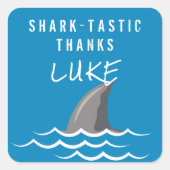 Sticker Carré Faveur de fête d'anniversaire pour enfants Shark B (Devant)
