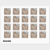 Sticker Carré Faveur de fête Glamour Burlap & Pearls Nœud Bleu (Feuille)