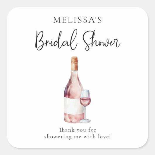 Sticker Carré Faveur de mariage élégant vin rose Blush (Devant)