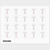 Sticker Carré Faveur de mariage élégante vin rose blush (Feuille)
