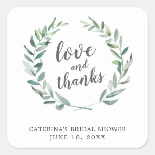 Sticker Carré Faveur de mariage rustique en forme de couronne "A