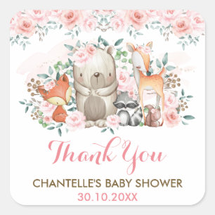 Sticker Carré Faveur de Merci d'animaux de forêt de région