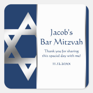 Sticker Carré Faveur de Mitzvah de barre d'étoile de David de