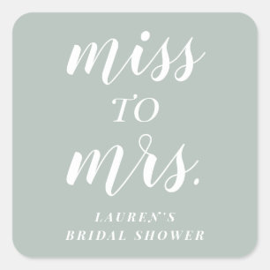Sticker Carré Faveur de vert sauge pour la fête de mariage Miss