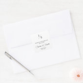 Sticker Carré Faveur minimaliste de mariage monogramme | BLANCHE (Enveloppe)