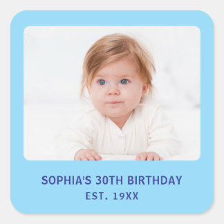 Sticker Carré Faveurs de fête d'anniversaire personnalisées avec