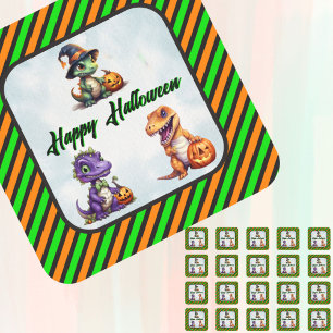 Sticker Carré Faveurs de fête Halloween Dinosaure Dino-Mash