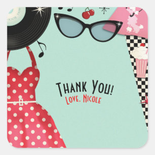 Sticker Carré Favori de fête rétro vintage de déguisement des an